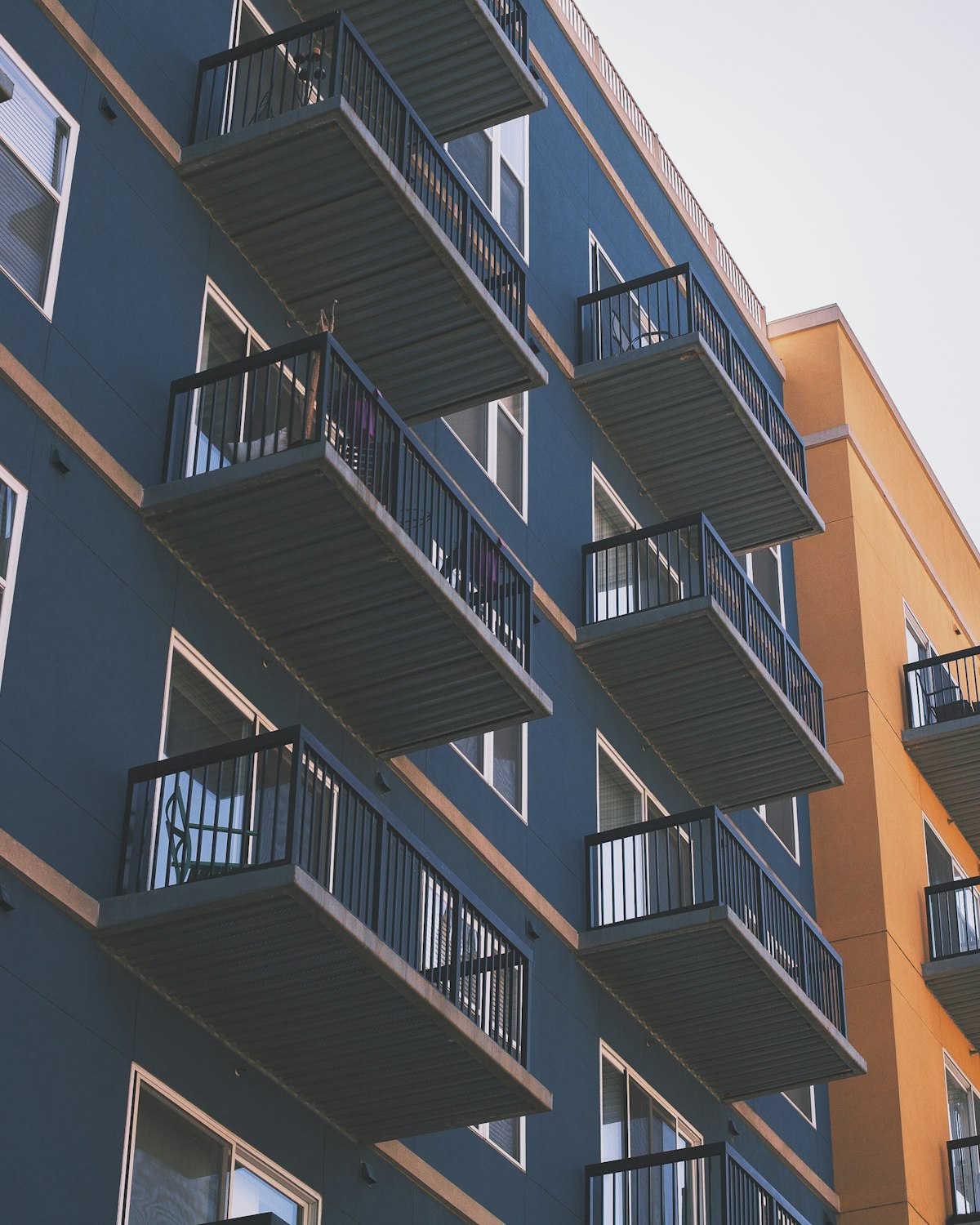 A residential apartment block with balconies